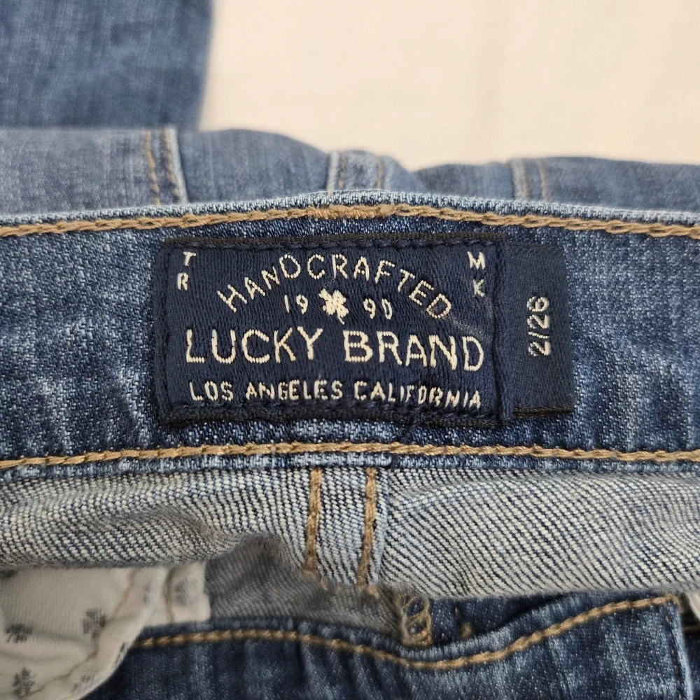 Lucky Brand Womens 2/26 Mollie Crop Slim Jeans Distressed Knee Hole Stretch Dark